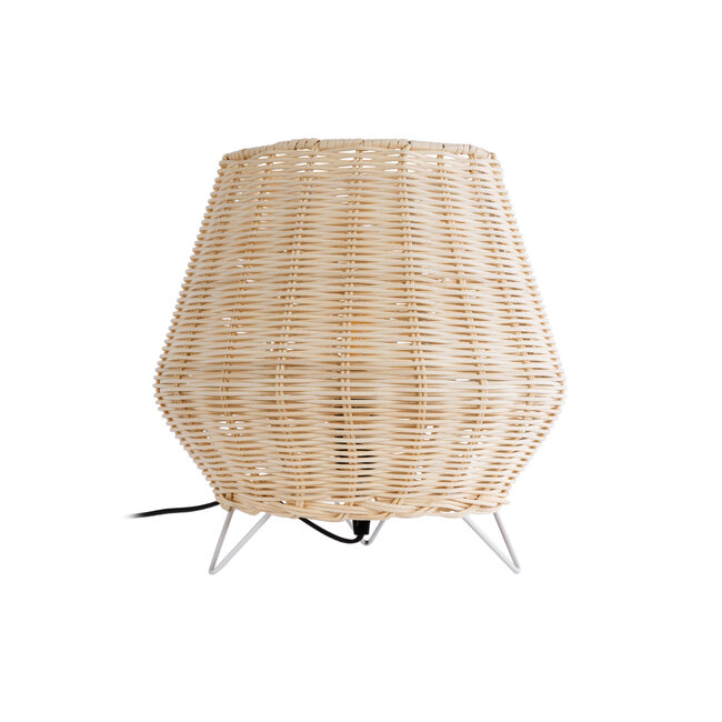 BOLSON 02010 Boho Επιδαπέδιο Φωτιστικό Μονόφωτο 1 x E27 AC220-240V IP20 - Φ30 x Υ30cm - Μπεζ Ξύλινο Μπαμπού Πλέγμα - 5 Χρόνια Εγγύηση