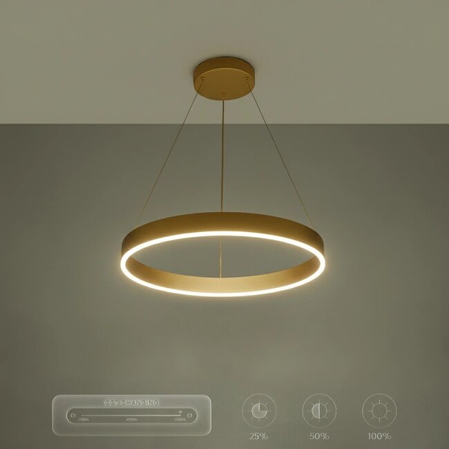 kelvo® VENOM KLV-101-0189 Κρεμαστό Φωτιστικό Οροφής LED 45W 4500lm 120° AC 220-240V IP20 Ρυθμιζόμενο Λευκό CCT με Χειριστήριο από 2700K έως 6000K Dimmable - Lumileds SMD Chip - Χρυσό Πλατίνα - Μ60 x Π60 x Υ6.5cm - 3 Χρόνια Εγγύηση - 13
