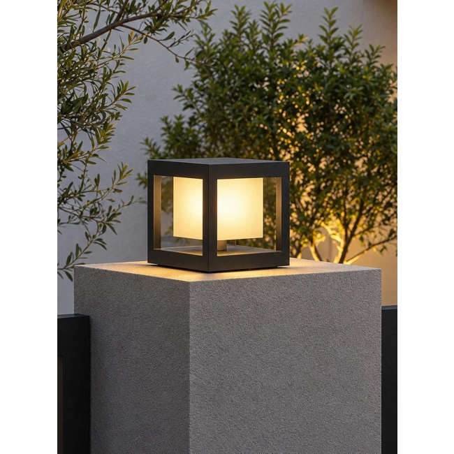 PRISM GLB-103-0017 Φωτιστικό Κολωνάκι Κήπου LED 10W 900lm 90° AC 220-240V Αδιάβροχο IP65 Θερμό Λευκό 2700K - Sanan SMD Chip - Μαύρο Ματ - Μ15 x Π15 x Υ16cm - 3 Χρόνια Εγγύηση