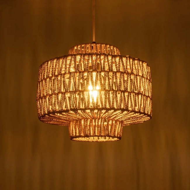  JENSON 00909 Boho Κρεμαστό Φωτιστικό Οροφής με Ντουί 1 x E27 AC 220-240V IP20 - Μπεζ - Μ33 x Π33 x Υ28cm - 2
