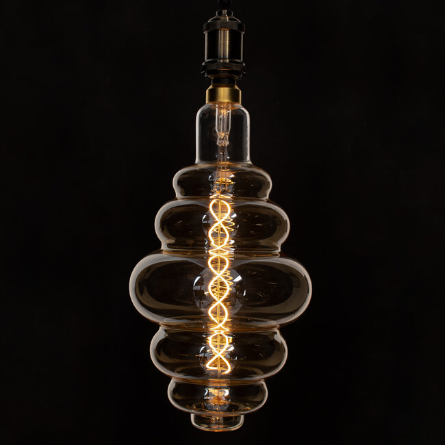 99172 Λάμπα LED Soft S Spiral Filament E27 BH200 GRAPES Γλόμπος 8W 560lm 360° AC 220-240V IP20 Φ20 x Υ41cm Ultra Θερμό Λευκό 2200K με Μελί Γυαλί - Dimmable - 3 Χρόνια Εγγύηση