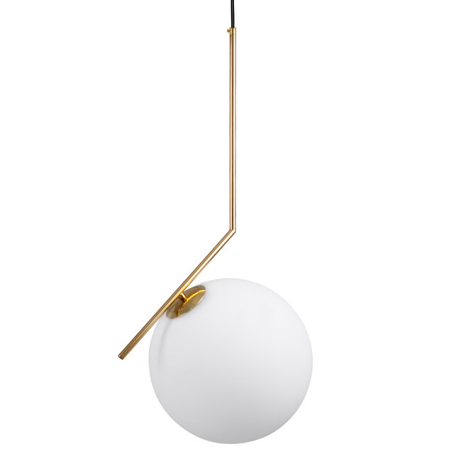 MONROE 00956 Μοντέρνο Κρεμαστό Φωτιστικό Οροφής Μονόφωτο Χρυσό - Λευκό Μεταλλικό Μπάλα Φ30 x Υ75cm - 1