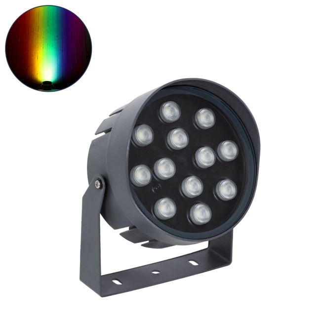 FLOODNIGMA 90396 Προβολέας Σποτ Wall Washer με Αντιθαμβωτική Γρίλια LED 24W 1920lm 30° DC 24V Αδιάβροχο IP65 Πολύχρωμο RGBW Dimmable DMX512 - Bridgelux SMD Chip - Γκρι Ανθρακί - Μ15 x Π15 x Υ9.1cm - 3 Χρόνια Εγγύηση - 10
