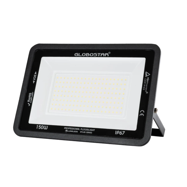  ATLAS 61429 Προβολέας LED 150W 18000lm 120° AC 220-240V Αδιάβροχο IP67 Φυσικό Λευκό Ματ 4500K - Lumileds SMD Chip - TÜV Rheinland Certified - Μαύρο Ματ - Μ32 x Π4 x Υ23cm - 5 Χρόνια Εγγύηση