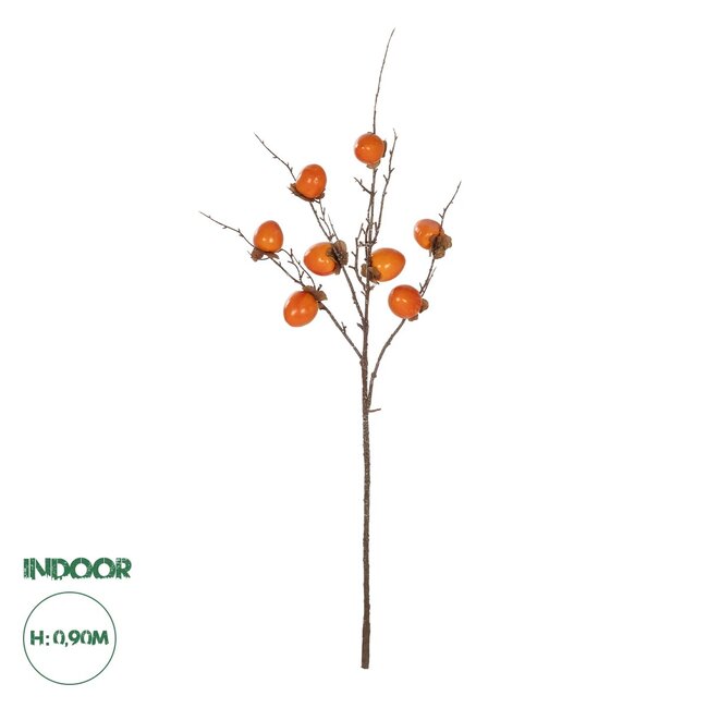 Artificial Garden PERSIMMON FRUIT 21439 Τεχνητό Διακοσμητικό Κλαδί Πορτοκαλί & Καφέ Λωτός Μ35 x Π7 x Υ90cm