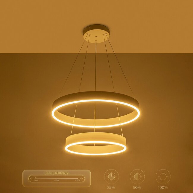 kelvo® VENOM KLV-101-0197 Κρεμαστό Φωτιστικό Οροφής LED 75W 7500lm 120° AC 220-240V IP20 Ρυθμιζόμενο Λευκό CCT με Χειριστήριο από 2700K έως 6000K Dimmable - Lumileds SMD Chip - Λευκό Ματ - Μ60 x Π60 x Υ40cm - 3 Χρόνια Εγγύηση - 13