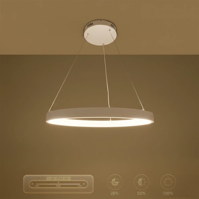 kelvo® NEMESIS KLV-101-0209 Κρεμαστό Φωτιστικό Οροφής LED 45W 4500lm 180° AC 220-240V IP20 Ρυθμιζόμενο Λευκό CCT με Χειριστήριο από 2700K έως 6000K Dimmable - Lumileds SMD Chip - Λευκό Ματ - Μ60 x Π60 x Υ4cm - 3 Χρόνια Εγγύηση - 12