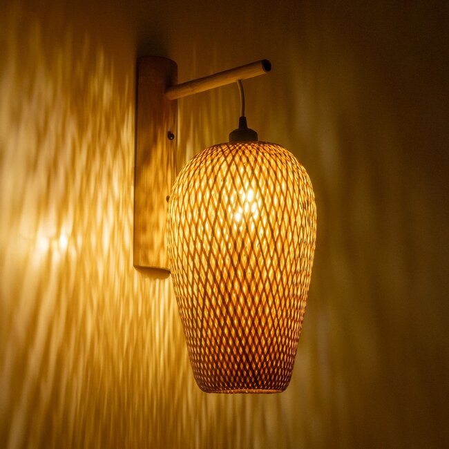 SELVA 01977 Boho Φωτιστικό Τοίχου - Απλίκα με Ντουί 1 x E27 AC 220-240V IP20 - Μπεζ - Μ24 x Π32 x Υ56cm - 2