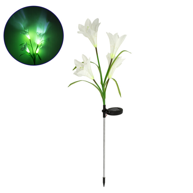 85706 Αυτόνομο Ηλιακό Φωτιστικό Λουλούδι LED SMD 1W 100lm με Ενσωματωμένη Μπαταρία 600mAh - Φωτοβολταϊκό Πάνελ με Αισθητήρα Ημέρας-Νύχτας Αδιάβροχο IP65 Garden Lily Flower Ψυχρό Λευκό 6000K