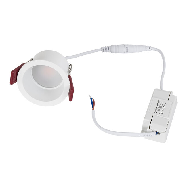 IP 60345 Χωνευτό LED Spot Downlight TrimLess Μπάνιου & WC Φ6.6cm 7W 700lm 45° AC 220-240V IP44 Φ6.6 x Υ5.3cm - Στρόγγυλο - Λευκό - Θερμό Λευκό 2700K - Bridgelux COB - TÜV Certified Driver - 5 Years Warranty - 7