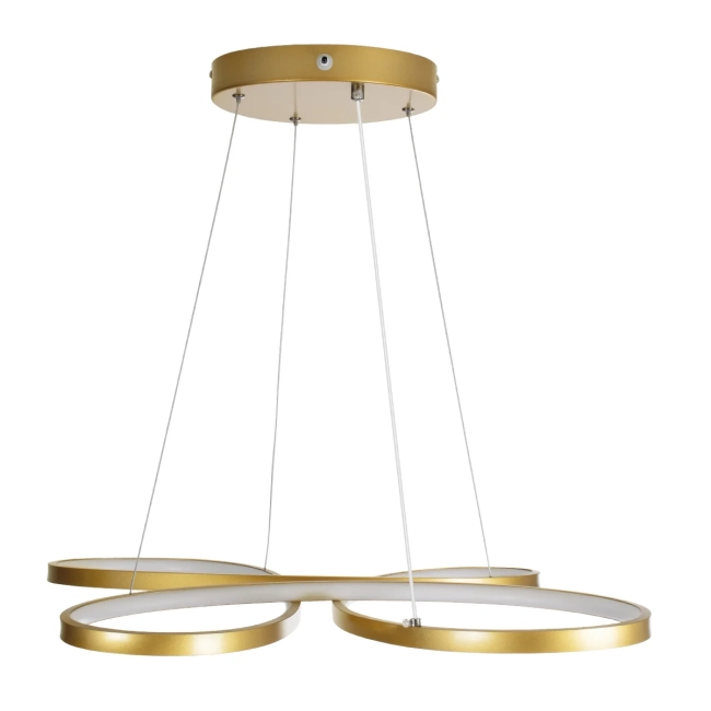 BUTTERFLY 61393 Μοντέρνο Κρεμαστό Φωτιστικό Οροφής LED 75W 7500lm 300° AC 220-240V IP20 Ρυθμιζόμενο Λευκό CCT με Χειριστήριο από 2700K έως 6000K Dimmable - Lumileds SMD Chip - Χρυσό Βούρτσας - Μ70 x Π55 x Υ4cm - 3 Χρόνια Εγγύηση - 7