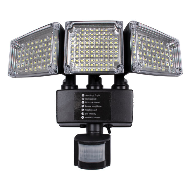 85711 Αυτόνομος Ηλιακός Προβολέας με Τρεις Περιστρεφόμενες Κεφαλές LED SMD 2835 50W 2500lm με Ενσωματωμένη Μπαταρία 3400mAh - Φωτοβολταϊκό Πάνελ με Αισθητήρα Ημέρας-Νύχτας - PIR Αισθητήρα Κίνησης Αδιάβροχο IP65 Ψυχρό Λευκό 6000K - 9