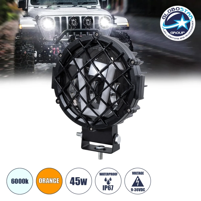 85439 Vehicle & JEEP Work Lights - Φώτα Εργασίας για Οχήματα και JEEP με V Light DRL & Φλας LED High Power 45W DC 9-36V Αδιάβροχo IP67 Πορτοκαλί & Ψυχρό Λευκό 6000K M17 x Π8 x Υ21cm 85439 Vehicle & JEEP Work Lights - Φώτα Εργασίας για Οχήματα και JEEP με V Light DRL & Φλας LED High Power 45W DC 9-36V Αδιάβροχo IP67 Πορτοκαλί & Ψυχρό Λευκό 6000K M17 x Π8 x Υ21cm