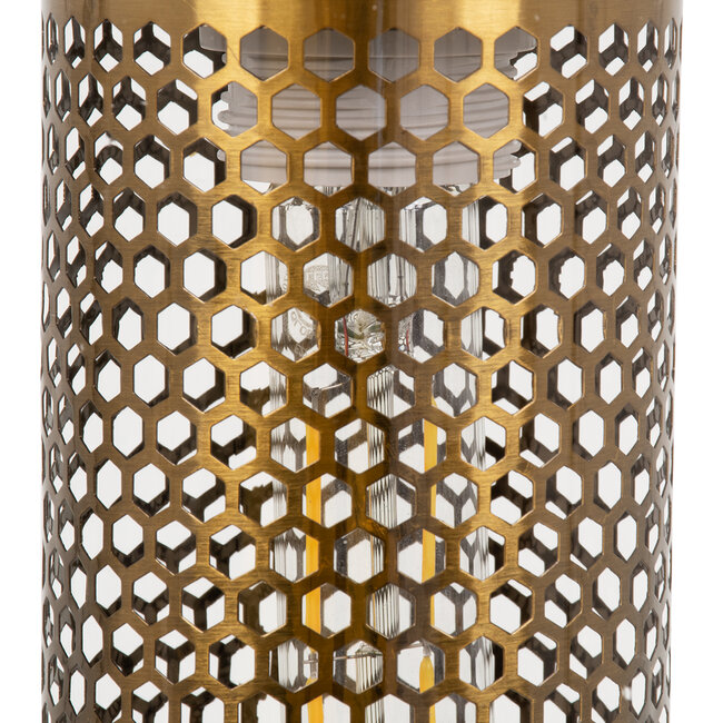 AVERY 00741 Μοντέρνο Κρεμαστό Φωτιστικό Οροφής Μονόφωτο Διάφανο Γυάλινο με Χρυσό Μεταλλικό Πλέγμα Φ15 x Υ60cm - 7
