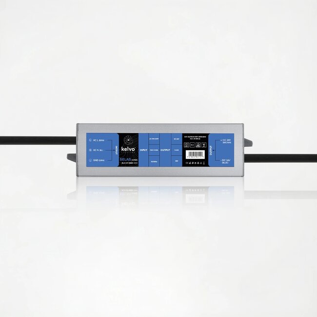 kelvo® SELAS KLV-107-0028 Τροφοδοτικό/Μετασχηματιστής Class II SELV 15W 0.63A AC 220-240V σε DC 24V Αδιάβροχο IP67 - Γκρι Ανθρακί Ματ - Μ11 x Π3 x Υ2cm - 5 Χρόνια Εγγύηση - 3