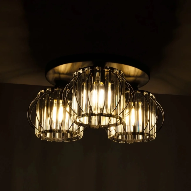 ILLUME 201-0100 Vintage Φωτιστικό Οροφής με Ντουί 3 x E27 AC 220-240V IP20 - Μαύρο & Διάφανο - Μ50 x Π50 x Υ19cm ILLUME 201-0100 Vintage Φωτιστικό Οροφής με Ντουί 3 x E27 AC 220-240V IP20 - Μαύρο & Διάφανο - Μ50 x Π50 x Υ19cm
