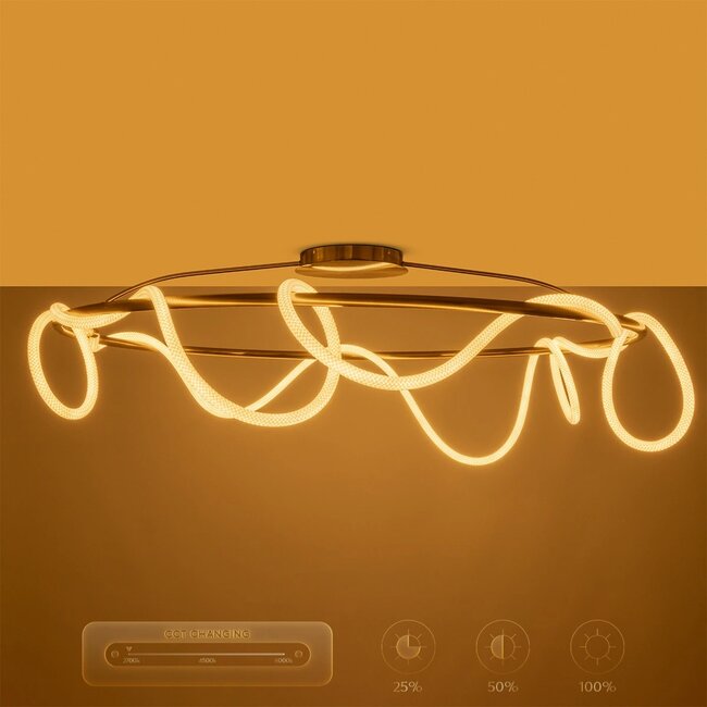 kelvo® GLOW KLV-101-0151 Φωτιστικό Οροφής LED 89W 8900lm 360° AC 220-240V IP20 Ρυθμιζόμενο Λευκό CCT με Χειριστήριο από 2700K έως 6000K Dimmable - Lumileds SMD Chip - Χρυσό Πλατίνα - Μ150 x Π150 x Υ30cm - 3 Χρόνια Εγγύηση - 13