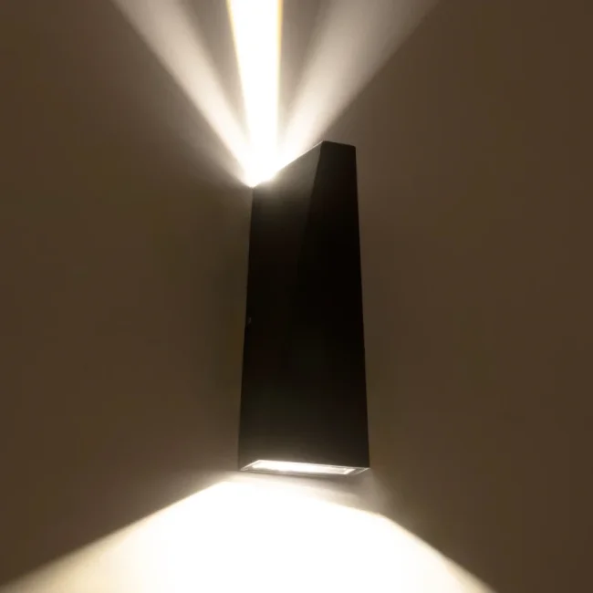 TRIANDE 60556 Φωτιστικό Τοίχου - Απλίκα Αρχιτεκτονικού Φωτισμού Εσωτερικού/Εξωτερικού Χώρου Up & Down LED 10W 1200lm 5° & 60° AC 220-240V IP65 Μ8.5 x Π8.5 x Υ20cm - Φυσικό Λευκό 4500K - Μαύρο Αλουμίνιο - Bridgelux Chip - 3 Χρόνια Εγγύηση