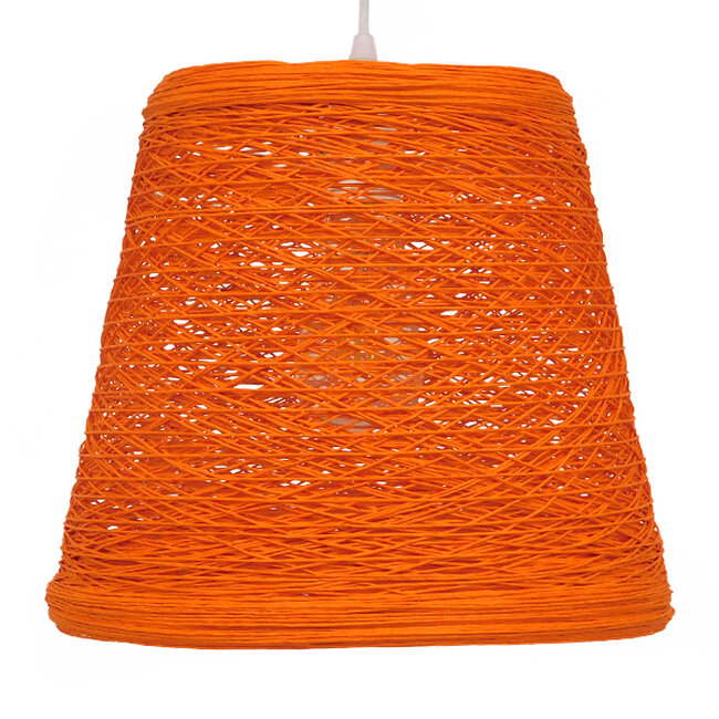 Vintage Κρεμαστό Φωτιστικό Οροφής Μονόφωτο Πορτοκαλί Ξύλινο Ψάθινο Rattan Φ32  ARGENT ORANGE 00997 - 3