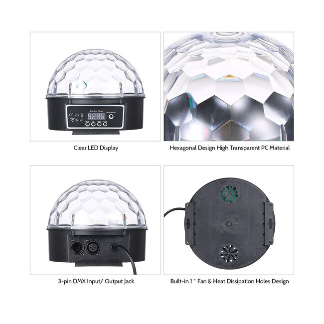 79602 LED Party Disco Μπάλα με Περιστρεφόμενα Φωτορυθμικά Εφέ Πολύχρωμη RGB DMX512 20W με Sound Control Activated Εφέ και με Ασύρματο Χειριστήριο AC 230V IP20 Φ17 x Υ15cm - 6 79602 LED Party Disco Μπάλα με Περιστρεφόμενα Φωτορυθμικά Εφέ Πολύχρωμη RGB DMX512 20W με Sound Control Activated Εφέ και με Ασύρματο Χειριστήριο AC 230V IP20 Φ17 x Υ15cm - 6