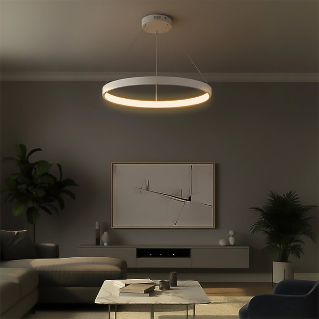 kelvo® NEMESIS KLV-101-0212 Κρεμαστό Φωτιστικό Οροφής LED 67W 6700lm 180° AC 220-240V IP20 Ρυθμιζόμενο Λευκό CCT με Χειριστήριο από 2700K έως 6000K Dimmable - Lumileds SMD Chip - Λευκό Ματ - Μ80 x Π80 x Υ4cm - 3 Χρόνια Εγγύηση