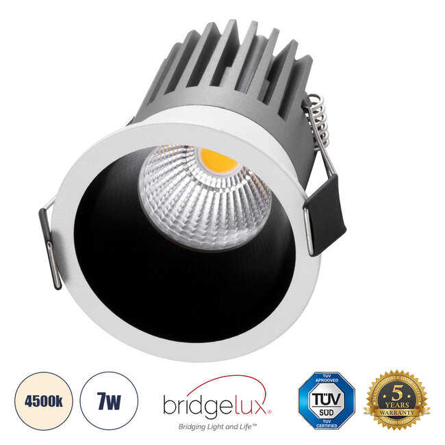 MICRO-B 60240 Χωνευτό LED Spot Downlight TrimLess Φ6cm 7W 910lm 38° AC 220-240V IP20 Φ6 x Υ7.8cm - Στρόγγυλο - Λευκό με Μαύρο Κάτοπτρο - Φυσικό Λευκό 4500K - Bridgelux COB - 5 Years Warranty MICRO-B 60240 Χωνευτό LED Spot Downlight TrimLess Φ6cm 7W 910lm 38° AC 220-240V IP20 Φ6 x Υ7.8cm - Στρόγγυλο - Λευκό με Μαύρο Κάτοπτρο - Φυσικό Λευκό 4500K - Bridgelux COB - 5 Years Warranty