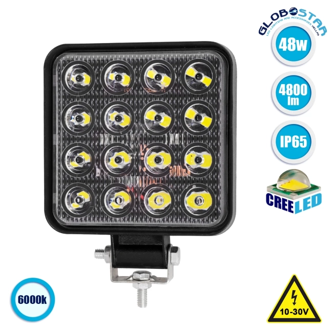 WORKPRO 85409 Προβολάκι LED 48W 4800lm 45° DC 10-30V Αδιάβροχο IP65 Ψυχρό Λευκό 6000K - CREE COB Chip - Μ10.8 x Π3.2 x Υ12.8cm - 2 Χρόνια Εγγύηση