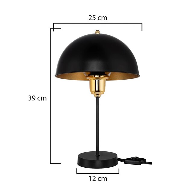 GAZETA 203-0299 Μοντέρνο Επιτραπέζιο Φωτιστικό Πορτατίφ με Ντουί 1 x E27 AC 220-240V IP20 - Μαύρο & Μπρονζέ - Μ25 x Π25 x Υ39cm