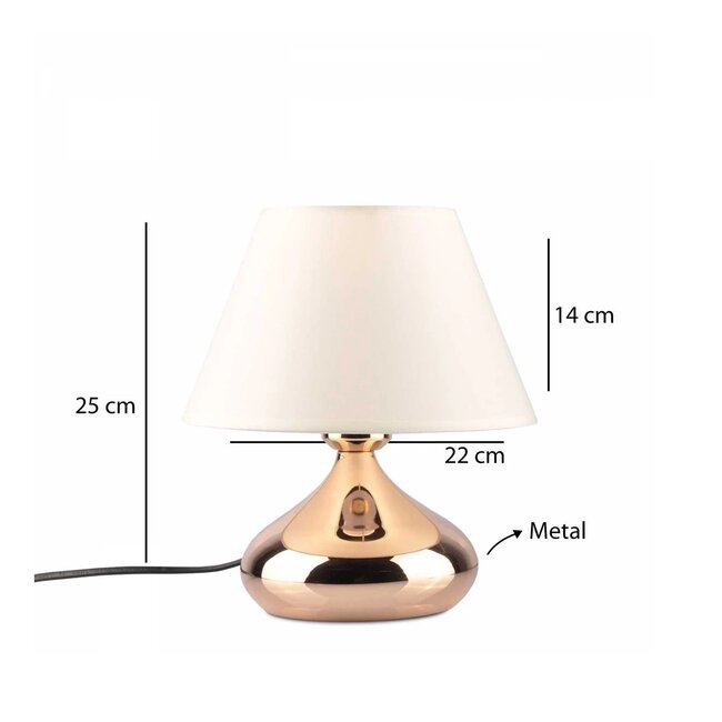 KORG 204-0184 Μοντέρνο Επιτραπέζιο Φωτιστικό Πορτατίφ Μονόφωτο 1 x E27 AC 220-240V IP20 Μπεζ & Χάλκινο - Μ17 x Π17 x Υ23cm