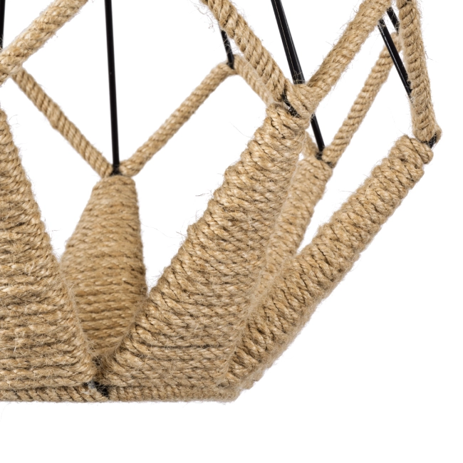 Vintage Κρεμαστό Φωτιστικό Οροφής Μονόφωτο Πλέγμα με Μπεζ Σχοινί Φ31  CONICAL 01617 - 8