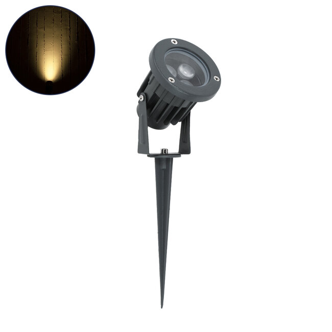 TREELIGHT-TZINA 90351 Σποτ Φωτισμού Ειδικό για Φυτά - Δέντρα με Βάση Κήπου / Καρφωτό LED 3W 270lm 10° DC 24V Αδιάβροχο IP65 L10.5 x W7.5 x H7.5cm Θερμό Λευκό 3000K - Γκρι Ανθρακί - 3 Years Warranty