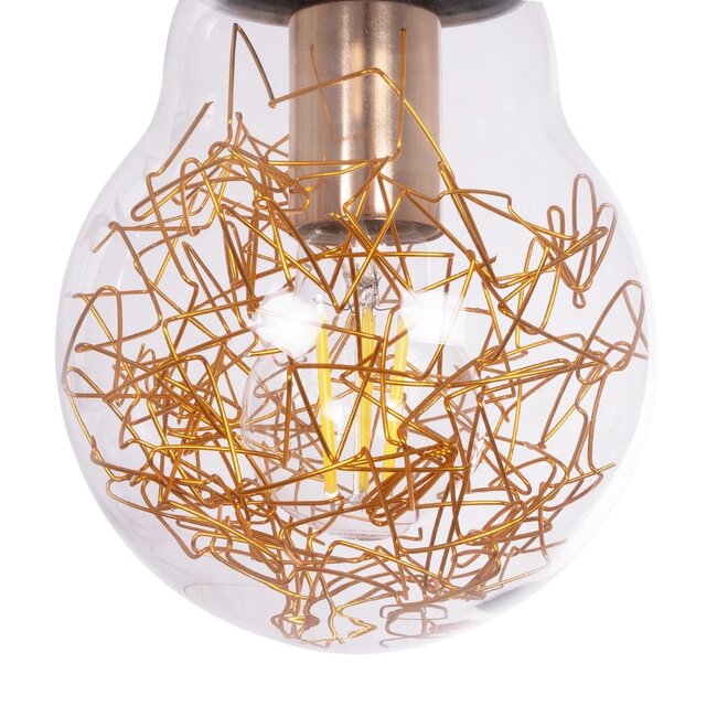 LAMP 999-0056 Μοντέρνο Κρεμαστό Φωτιστικό Οροφής με Ντουί 1 x E27 AC 220-240V IP20 - Διάφανο, Χρυσό & Ασημί - Μ15 x Π15 x Υ27cm - 7