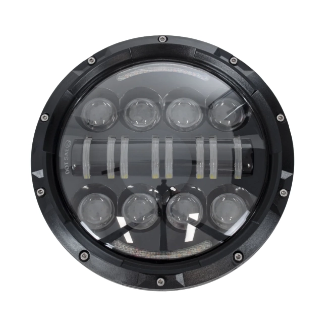 85415 Σετ 2 x Φανάρια JEEP WRANGLER 6.9 Ιντσών Βασικού Φωτισμού H/L με DRL & Φλας LED CREE CXB COB 70W 7000lm DC 9-60V Αδιάβροχα IP67 Πορτοκαλί & Ψυχρό Λευκό 6000K