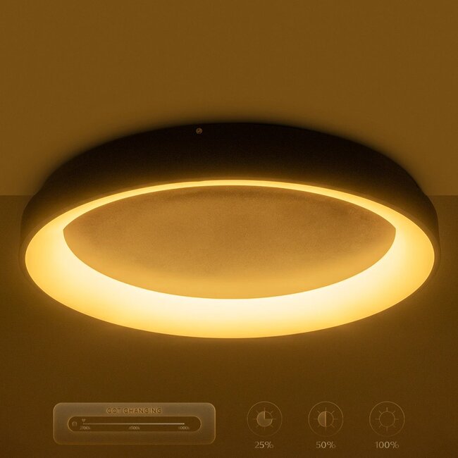 kelvo® SALEM KLV-101-0280 Φωτιστικό Οροφής LED 75W 7500lm 120° AC 220-240V IP20 Ρυθμιζόμενο Λευκό CCT με Χειριστήριο από 2700K έως 6000K Dimmable - Lumileds SMD Chip - Καφέ Ματ - Μ45 x Π45 x Υ8.5cm - 3 Χρόνια Εγγύηση - 11