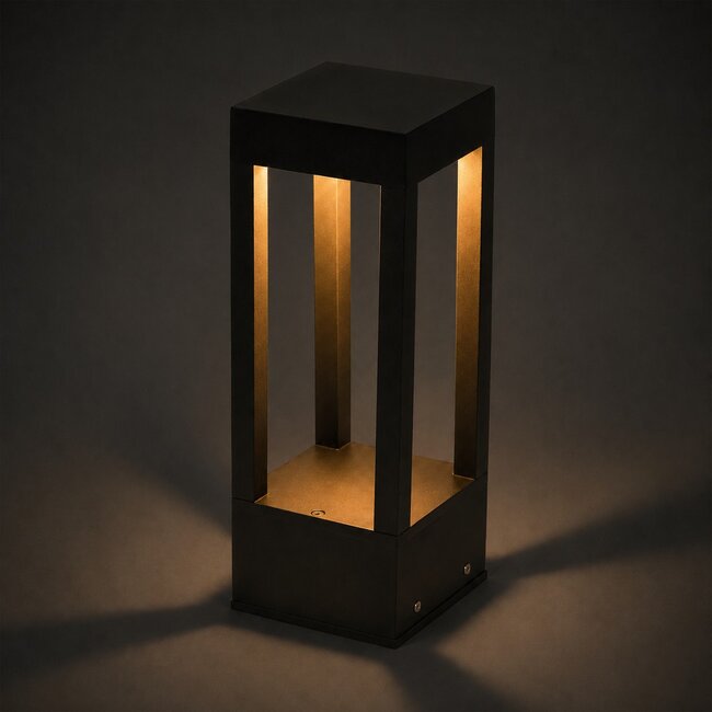 PRISM GLB-103-0019 Φωτιστικό Κολωνάκι Κήπου LED 8W 720lm 90° AC 220-240V Αδιάβροχο IP65 Θερμό Λευκό 2700K - Sanan SMD Chip - Μαύρο Ματ - Μ11 x Π11 x Υ30cm - 3 Χρόνια Εγγύηση