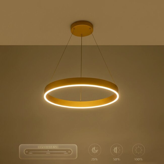 kelvo® VENOM KLV-101-0189 Κρεμαστό Φωτιστικό Οροφής LED 45W 4500lm 120° AC 220-240V IP20 Ρυθμιζόμενο Λευκό CCT με Χειριστήριο από 2700K έως 6000K Dimmable - Lumileds SMD Chip - Χρυσό Πλατίνα - Μ60 x Π60 x Υ6.5cm - 3 Χρόνια Εγγύηση - 12
