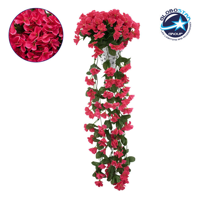 78053 Τεχνητό Κρεμαστό Φυτό Διακοσμητικών Λουλουδιών με Φούξια Φλόξ M30 x Υ80 x Π30cm