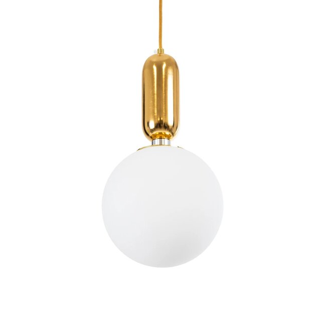 kelvo® ESTETICO KLV-101-0382 Κρεμαστό Φωτιστικό Οροφής για Λάμπα με Ντουί E27 AC 220-240V IP20 - Χρυσό Βούρτσας Πλατίνα & Λευκό - Μ20 x Π20 x Υ38cm - 5