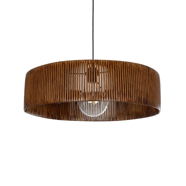 KYCLOS 203-0045 Boho Κρεμαστό Φωτιστικό Καπέλο Μονόφωτο 1 x E27 IP20 Καφέ Rattan - M55 x Π55 x Υ90cm - 12