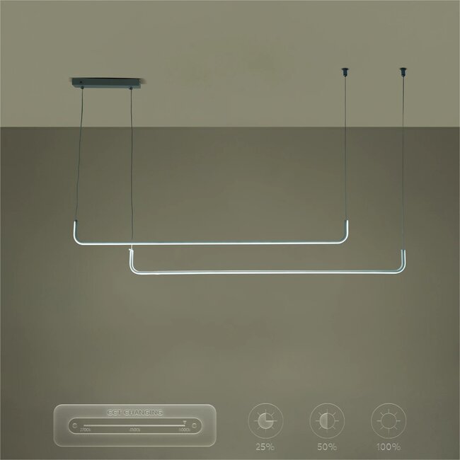 kelvo® LINARIA KLV-101-0259-V2 Κρεμαστό Φωτιστικό Οροφής LED 72W 7200lm 180° AC 220-240V IP20 Ρυθμιζόμενο Λευκό CCT με Χειριστήριο από 2700K έως 6000K Dimmable - Lumileds SMD Chip - Λευκό Ματ - Μ220 x Π4 x Υ25cm - 3 Χρόνια Εγγύηση - 13