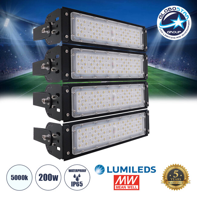 GOLIATH 90100-4 LED Προβολέας Γηπέδου - Φωτιστικό Tunnel 200W 32000LM 75°*135° AC 100-277V IP65 -  Ψυχρό Λευκό 5000K - MeanWell Driver & LumiLEDs Chip - 5 Years Warranty
