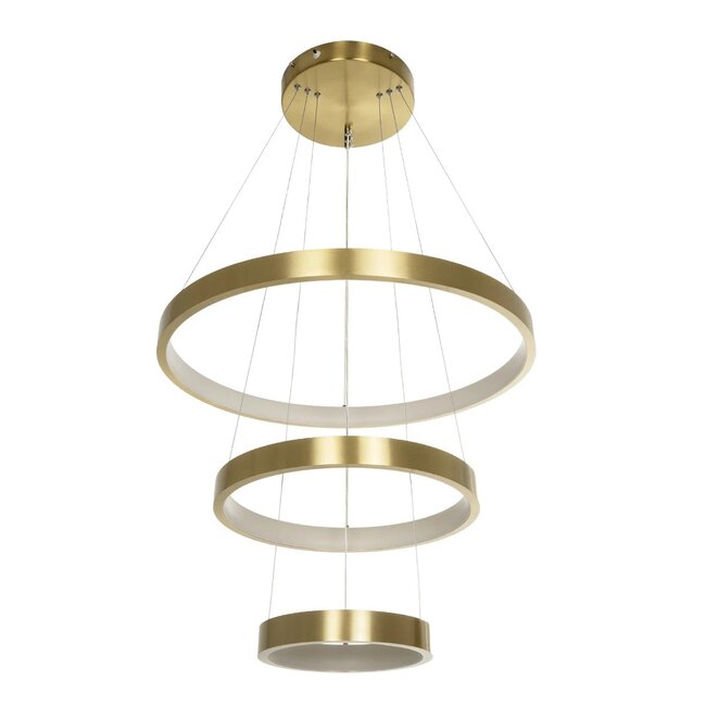 NEMESIS TRIO 61169-DECO Μοντέρνο Κρεμαστό Φωτιστικό Οροφής LED 100W 12123lm 360° AC 220-240V IP20 Ρυθμιζόμενο Λευκό CCT με Χειριστήριο από 2700K έως 6000K Dimmable - Lumileds SMD Chip - Χρυσό Βούρτσας - Μ60 x Π60 x Υ60cm - 3 Χρόνια Εγγύηση - 4