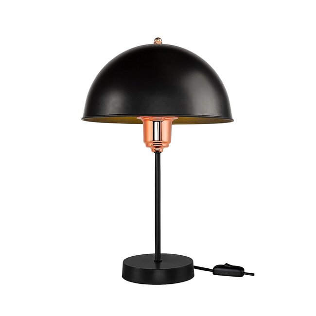 GAZETA 203-0300 Μοντέρνο Επιτραπέζιο Φωτιστικό Πορτατίφ με Ντουί 1 x E27 AC 220-240V IP20 - Μαύρο & Μπρονζέ - Μ25 x Π25 x Υ39cm