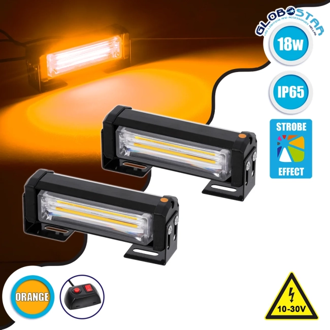 85027 PRO Series ΣΕΤ 2 x Μπάρες Σήμανσης Οχήματος Οδικής Βοήθείας για Αυτοκίνητα & Φορτηγά 13 Προγραμμάτων Φωτισμού LED CREE CXB COB 18W DC 10-30V Αδιάβροχο IP65 Πορτοκαλί 85027 PRO Series ΣΕΤ 2 x Μπάρες Σήμανσης Οχήματος Οδικής Βοήθείας για Αυτοκίνητα & Φορτηγά 13 Προγραμμάτων Φωτισμού LED CREE CXB COB 18W DC 10-30V Αδιάβροχο IP65 Πορτοκαλί