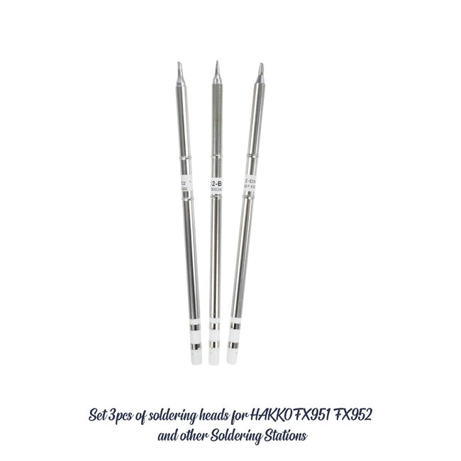79949 Drillpro T12 ΣΕΤ 3 Κεφαλών για Κολλητήρι - Σταθμού Συγκόλλησης Συμβατές με Μοντέλα HAKKO FX951 & FX952 και για Άλλα Μοντέλα