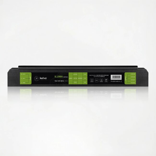kelvo® ILUMA KLV-107-0014 Slim Τροφοδοτικό/Μετασχηματιστής Class I PELV 150W 6.25A AC 220-240V σε DC 24V IP20 - Γκρι Ανθρακί Ματ - Μ18.1 x Π4.8 x Υ2.8cm - 5 Χρόνια Εγγύηση - 5