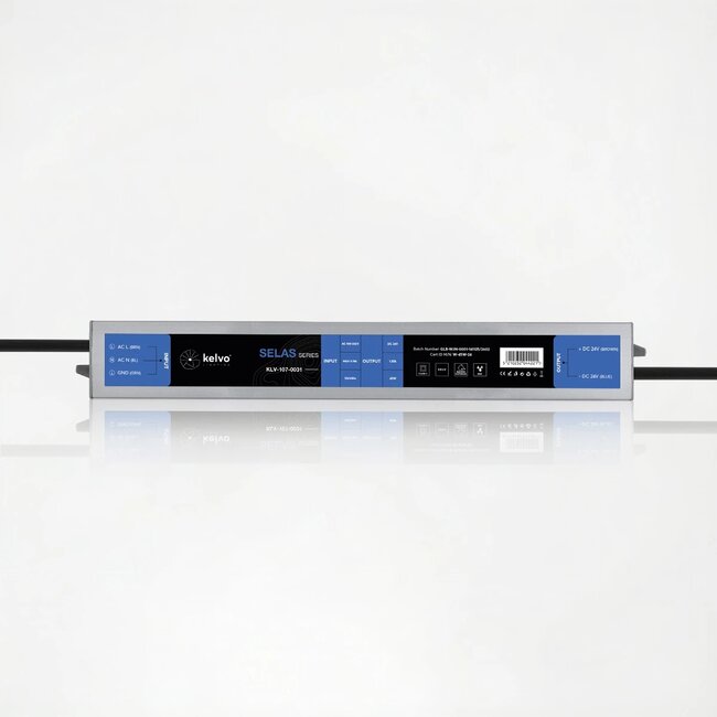 kelvo® SELAS KLV-107-0031 Τροφοδοτικό/Μετασχηματιστής Class II SELV 45W 1.87A AC 220-240V σε DC 24V Αδιάβροχο IP67 - Γκρι Ανθρακί Ματ - Μ22 x Π3 x Υ2cm - 5 Χρόνια Εγγύηση - 5