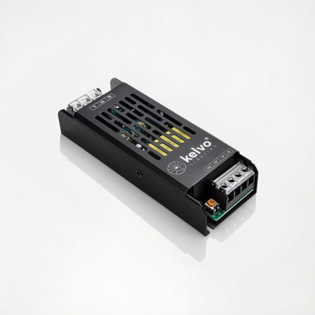 kelvo® ILUMA KLV-107-0006 Slim Τροφοδοτικό/Μετασχηματιστής Class I PELV 60W 5A AC 220-240V σε DC 12V IP20 - Γκρι Ανθρακί Ματ - Μ13.3 x Π4.8 x Υ2.8cm - 5 Χρόνια Εγγύηση