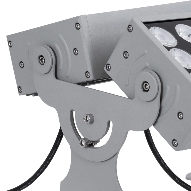 FLOOD-ZENA 90220 Προβολέας Wall Washer για Φωτισμό Κτιρίων LED 120W 10800lm 3° DC 24V Αδιάβροχο IP65 L38 x W30.5 x H24cm Θερμό Λευκό 2700K - Ασημί - 3 Years Warranty - 12