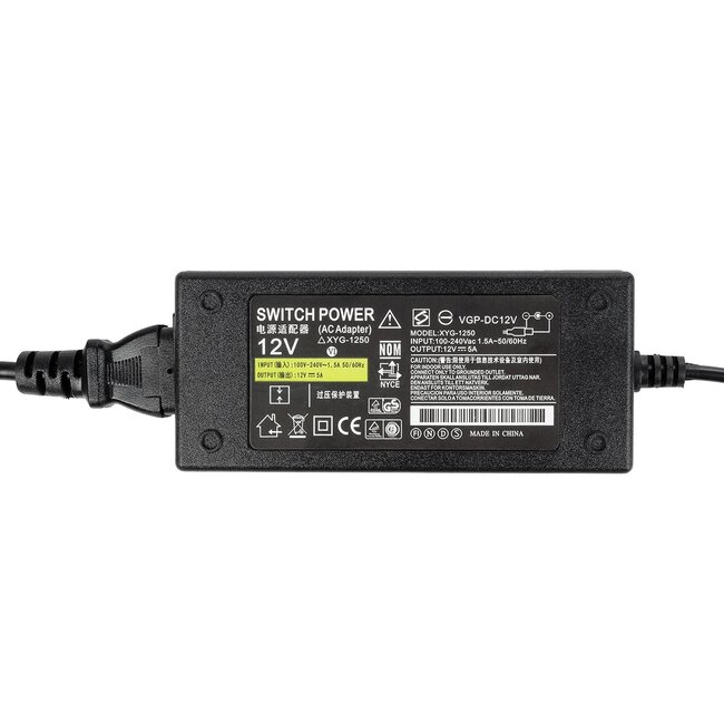 73073 Πλαστικό Τροφοδοτικό SELV για προΪόντα LED 60W 5A - AC220-240V σε DC 12V - IP20 - Μ12 x Π5 x Υ3cm - 2 Χρόνια Εγγύηση - 8